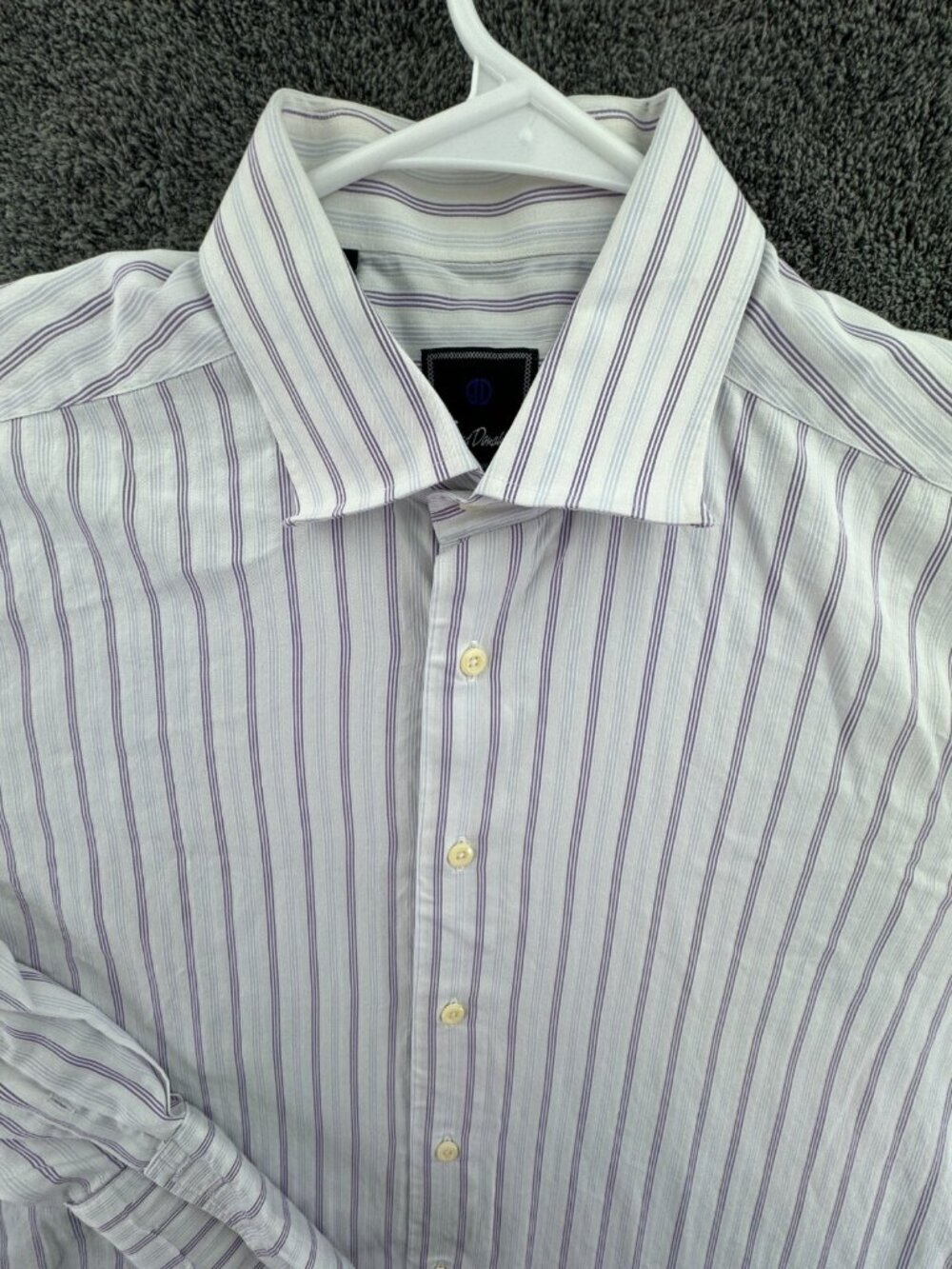David Donahue Long Sleeve Button Up Shirt Men’s Striped Purple 16.5 34/35 Cotton